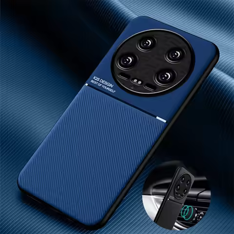 For Xiaomi 14 Ultra 5G Case Car Magnetic Holder Leather Back Cover For Xiomi Mi 14 Xiaomi14 Ultra 14