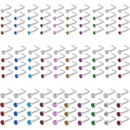 180Pcs 20G Surgical Stainless Steel Nose Rings Hoops Straight/L Shapes Nose Studs 2.0/2.5/3.0mm Cubi