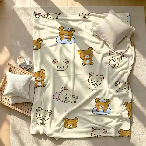 Soft Squishy Cute Cartoon R-Rilakkuma Blanket Soft Warm And Thick Perfect For Bedroom Living Room Be