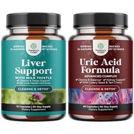 Bundle of Liver Cleanse Detox & Repair Formula and Herbal Uric Acid Cleanse and Detox - with Milk Th