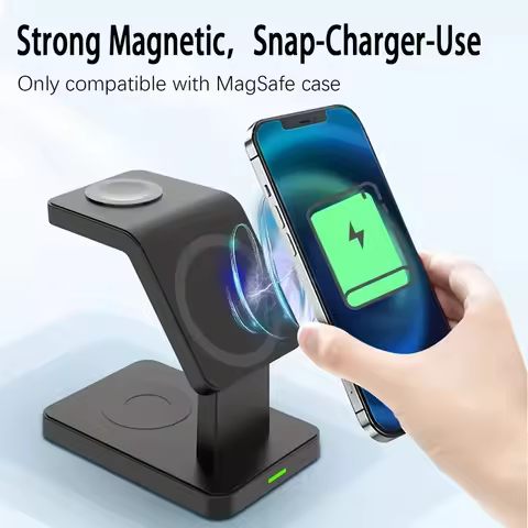 3 In 1 Magnetic Wireless Charger Stand for iPhone 17 16 15 14 13 12 Pro Max Apple Watch AirPods Macs