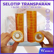 1 Slop 12 Pcs Small Transparent Clear Insulation 12mm x 10Y 25Y / Stationery Tape