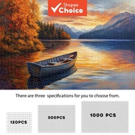 Autumn Lake Boat Puzzle 120/500/1000pcs, Charming Fall Lakeside View Teka-teki Bot Tasik Musim Luruh