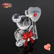 BEAUTY Crystal Glass Bear, Bow Glass Cute Bear Statue, Festive I Love You Sign Party Gift Car Decoration Wedding