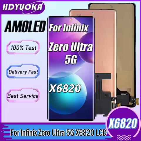 6.8" AMOLED LCD For Infinix Zero Ultra 5G X6820 LCD Display Touch Screen Digitizer Assembly For Infi
