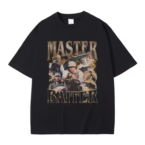 Master Baiter Fish Fishing Funny Meme T Shirts Men Women Casual Vintage Cotton Short Sleeve Oversize