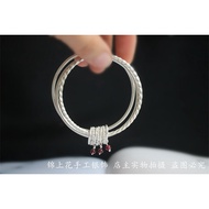 Jin Shanghua Handmade Silver Jewelry Sansheng III Interlocking 999 Pure Silver Bracelet