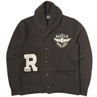 เสื้อคาร์ดิแกนไหมพรมคอปกแบบมีลายปัก RRL 2025SS MNRRSWE16820181 ไซส์ S สีน้ำตาล ผ้าถักสองชั้น RL [ใหม