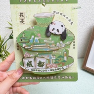 【Sichuan Chengdu】Panda Huahua, wooden fridge magnet with a lid, magnetic sticker,  cultural and crea