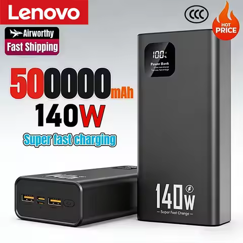 Lenovo Portable PowerBank 140W Super Fast Charging 500000mAh Large Capacity External Battery Charger