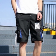 คุณภาพสูง กางเกงวินเทจ กางเกงขาสั้นชาย เอวยางยืด ใส่สบายมาก แฟชั่น  กางเกงผู้ชาย สีดำ M-3XL