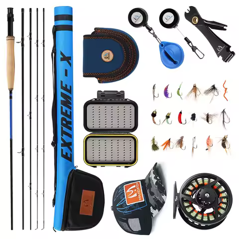 Maxcatch Extreme-X Fly Fishing Rod and Reel Kit 3-8WT Complete Starter Outfit with Extra Tip Section