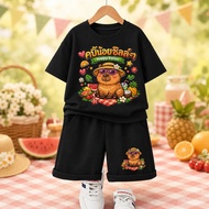 2-Piece Children's Set PICNIC Bear Pattern HAPPY With Fruit And Flowers Cute And Bright Cartoon Styl