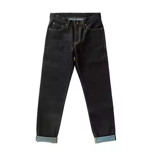 SAUCE ZHAN Mens Jeans Double-sided Dyeing Sanforized Selvedge Denim Jeans Regular Fit Taper Leg Limi