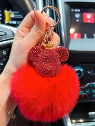 Móc Khóa Gấu Bông Đính Đá Thời Trang - Móc Khóa Bearbrick Gấu Full Đá Đế Lông thỏ Cao Cấp Treo Túi S