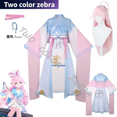 Game Blue Archive Takanashi Hoshino Cosplay Costume Wig Blue Hanfu Dress Shawl Full Set Suit Hallowe