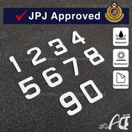 [JPJ Approved] Number Plate Sticker 0-9 Motorcycle White Nombor Sticker Motor Moto Motosikal 123 ABC