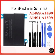แบตเตอรี่ iPad mini2 3 แบตเตอรี่ทดแทนสำหรับ iPad mini 2/3 A1489 A1490 A1491 A1599 แบตเตอรี่ 6471mAh