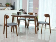 INDEX LIVING MALL ชุดโต๊ะอาหาร รุ่นมิเชลล์ (โต๊ะ 1 ตัว + เก้าอี้ 4 ตัว) - สีวอลนัท/เทา