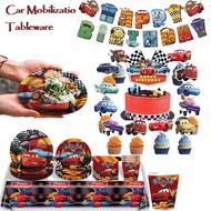Cars Lightning Mcqueen Party Decoration Birthday Banner Tableware Backdrop Cake Topper Racing Car