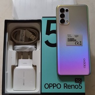 Oppo Reno 5 5G 8/128Gb, warna Perak, kondisi 99% Mulus