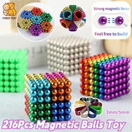 216Pcs Magnetic Balls Toys DIY Building Toys Magnet Beads Decompression Magnet Bat Puzzle Toys