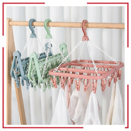 32 Clips Foldable Laundry Hanger Windproof Clothes Drying Rack for Socks and Clothes