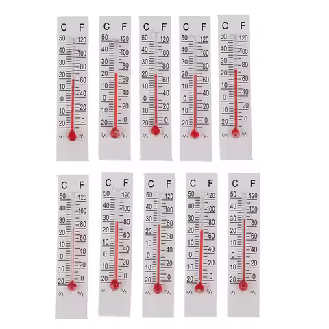 10 Pcs 5cmX1.1cm Miniature Paper Cardboard Thermometer Indoor -20-50 Celsius