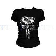 LANCAICAI The Punisher print New Trendy YK2 Tight-fitting Slim American-style Sexy Short-sleeves