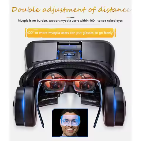 A72U J20 3D Virtual Reality Glasses for 4.7- 6.7 Smart Phone Android Games Stereo with Headset Contr