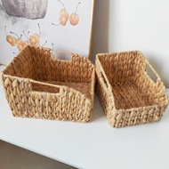 polsbz 1/2Pcs Hand-Woven Storage Baskets with Handles Strong Load-bearing Large Capacity Stackable W