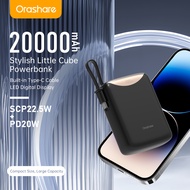 Orashare PML20C 20000mAh 22.5W Powerbank With Built-In Type C Cable Mini Stylish Cube Power Bank