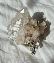 高質 哥倫比亞 粉利姆利亞 雷姆利亞 白水晶簇 帶彩 水晶原礦