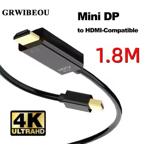 4k Mini DisplayPort to HDMI-compatible Cable Adapter 1.8M for MacBook Projector Monitor Laptop Mini 