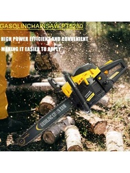 52CC汽油鏈鋸18英寸動力鏈鋸，汽油電鋸2行程手動汽油鏈鋸，適用於木材戶外花園農場家用，帶工具套件