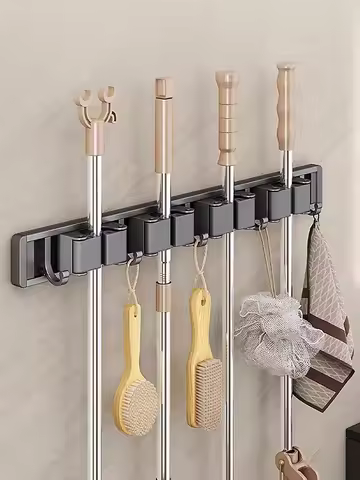 Mop and Broom Organizer Mop Holder Rack Mop Holder Wall Mounted Strong Broom Mop Holder Shelf with H