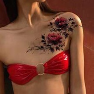 1pc Y2K Style Tattoo, Colorful Rose, Leaf Pattern Temporary Tattoo Sticker, Waterproof And Sweat-Pro