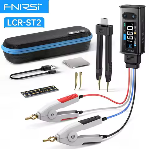 FNIRSI® LCR-ST2 2in1 Digital Tweezer Bridge LCR ESR Meter SMD Test Kelvin Clip Electronic Component 