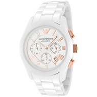 นาฬิกาผู้ชาย EMPORIO ARMANI Ceramica Chronograph White Dial White Ceramic Men Watch AR1416