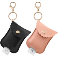 Hzran Portable Squeeze Bottle, Empty Leakproof Plastic Travel Bottle with Leather Keychain Holder fo