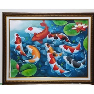9 lucky symbol koi fish painting
