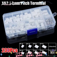 CUCKO 230Pcs 2.54mm Pitch Terminal, 2p 3p 4p 5pin Male And Female Pin Connector, 4 Value XH2.54 Hous