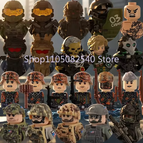 WW2 Military Snow Soldier Figurie Building Blocks Game Vylon Agent SWAT Police Weapons Accessories I