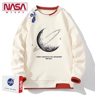 เสื้อสเวตเตอร์คอกลมแขนยาวทรงหลวมสไตล์ย้อนยุค NASA WTAPS สำหรับผู้ชาย เสื้อเชิ้ตชั้นในลำลองสำหรับฤดูใ