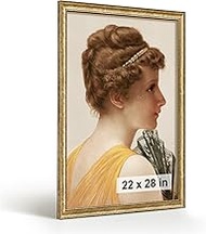 HLiWEGNS Antique Gold 22x28 Frame – Poster Frame with Aged Gold Finish – Picture Frame for 22 x 28 A