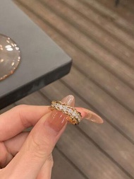 1款高級哥倫比亞透明鑽石女戒,可調節尺寸,適用於派對/婚禮/送禮,優雅大方