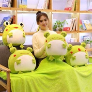 KATUN HIJAU 35cm Emotional GREEN FROG Plush Toy Down Cotton Stuffed Squishy Animal Functional Pillow Blanket Flannel Warm Hand Gift FROG Doll FROG GREEN Newest Children's Toy FROG Doll GREN Cute Kids Simulation Toy
