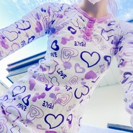 Women's Girls Y2K 90's Funky Retro Purple Printed Casual Nightgown Longsleeved Longsleeve Dress