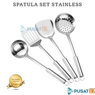 PUSAT17 SPATULA SET 4PCS THICK STAINLESS STEEL / SODET SUTIL CENTONG KUAH STAINLESS SOUP 4IN1 / COOK