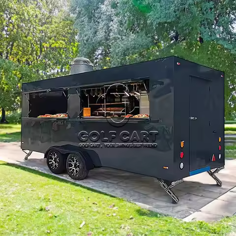 United State Food Truck with Full Kitchen Concession Bbq Food Trailer with Porch Fully Equipped Cust